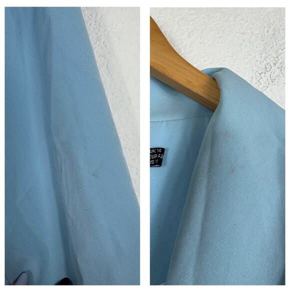 PrettyLittleThing Double Breasted Asymmetric Blazer Dress Size 10 Baby Blue - Picture 9 of 14